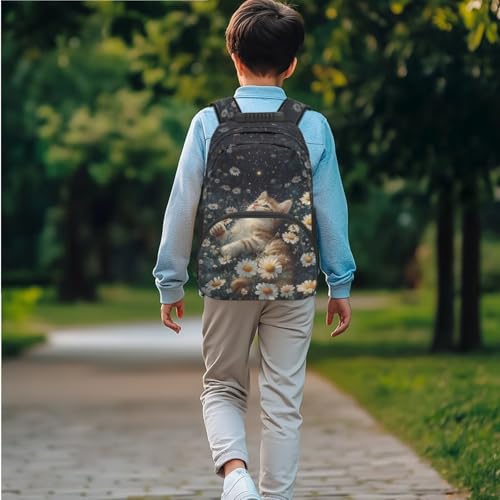 Kids Backpack Set 3 In 1 Elementary Middle High School Bags Bookbags Cat Print Lunch Bag Pencil Bag Set with Strap Lightweight Cat Print Schoolbags3