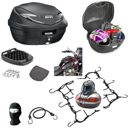 COMPATIBLES con Honda Forza 125 Maletero Superior para PORTAEQUIPAJES Trasero Moto Scooter B360 Tech 39LT+Placa+Red/ARAÑA para 2 Cascos Jet-1 Casco Completo Completo/Modular