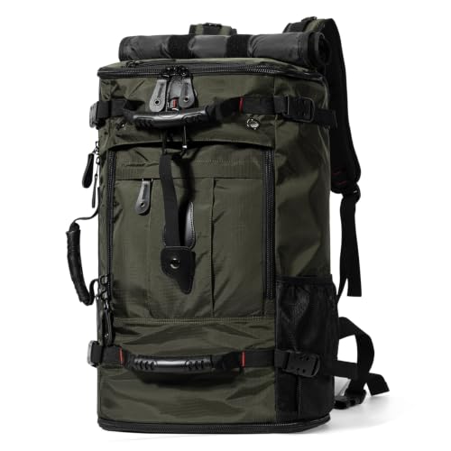 Image of YOUMIAN Large Capacity For Travel Hiking Sports Carry On Backpack Durable Convertible Duffle Bag Laptop airplane (Olive Green Checkered, 60L-Large DualMainOpening)