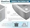 Comllen Commercial 33 Inch 304 Stainless Steel Farmhouse Sink, Single Bowl Kitchen Sinks 16 Gauge 9 Inch Deep Handmade Undermount Farm Apron Front Kitchen Sink