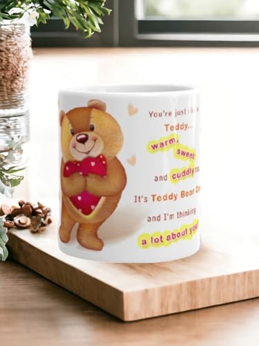 Image of Better Gift Flowers Happy Teddy Bear Day Mug, Round Shaped Multicolor Themed Coffee Mugs, Mug for Gifting, Gifting Items for Family, Friends & Closed Ones