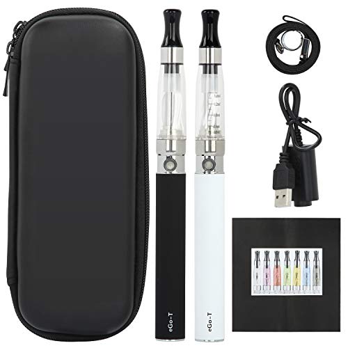 Discoball Electronic Cigarette eGo CE4 1100mAh E Cigarettes Vape Pens 2 Packs Shisha Starter Kit Cartridge Size 1.6ml [Nicotine Free] (Black + White)