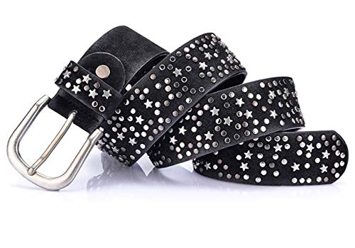 Andongnywell Women's PU Studded Rivets Belt With Dress Jeans Waist Strap Waist Rivet Cinch Waistband