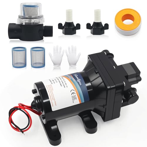 Image of 4008-101-E65 4008-101-A65 RV Water Pump 12V 3.0 GPM for Camper, Shower | Sprayer, Yacht Boat, Caravan 55 PSI 7.5 Amps Self-Prime Water Pump Fix Weak Pressure 4008101E65