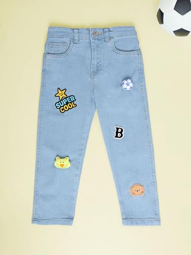 Image of KiddoPanti Boys Regular Fit Denim Pant | Stretch Poly Cotton Denim | Regular Fit Full Length Pant | Back Elasticated & Button with Zip Open Fly