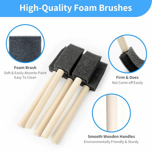 Image of 50Pcs Foam Paint Brushes, 1 inch Sponge Paint Brushes with Wooden Handles, Lightweight & Durable Foam Brushes for Acrylic Painting, Staining, Crafts, DIY Art & Mod Podge