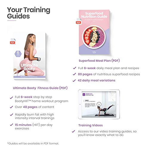 Booty Bands, Non Slip Resistance Bands for Legs and Butt, Workout Bands Exercise Bands Glute Bands for Women, 3 Pack - Workout & Superfood Guides Included