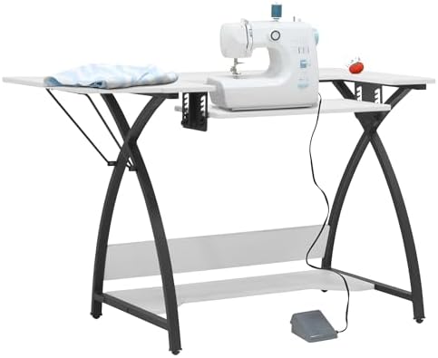 Comet Plus Hobby and Sewing Table with Side and Lower Shelf - Can Also Be Used as Computer Desk
