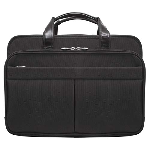 Mcklein, R Series, Walton, Tech-Lite Ballistic Nylon, 17" Nylon Expandable Double Compartment Laptop Briefcase W/Removable Sleeve, Black (73985) #TOP4