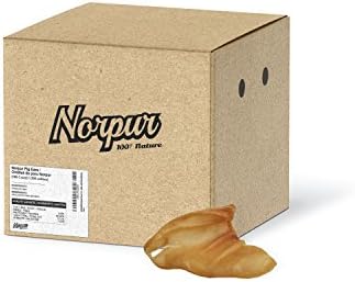 Norpur Pig Ears All-Natural Dog Treats (100-Count) Canadian Made, Slow-Roasted, Oven-Baked, Boneless | Promote Healthy, Shiny Coats | Help Clean Teeth, Prevent Bad Breath