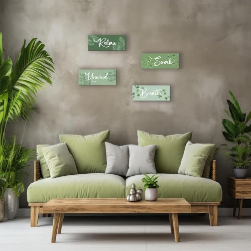 ONIZHITY Set de 4 Letreros Decorativos de Madera Verde Salvia para Baño 10X4 Pulgadas miniatura 2