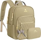 MATEIN Small Backpack purse for Women, Fashion Mini Purse Backpack, Waterproof Casual Daily Cute Shoulder Bag Ladies Handbags for Travel Work College, 2pcs Sets, Champagne