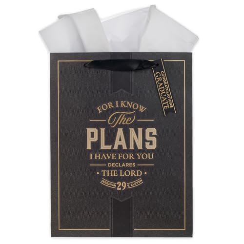 Christian Art Gifts Large Graduation Gift Bag with Tissue Paper, The Plans