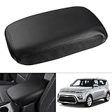 Karltys Compatible with Center Console Cover Kia Soul 2020 2021 2022 2023 Accessories Armrest Covers Car Middle Console Cushion Pad Protector PU Leather Anti-Scratch Black