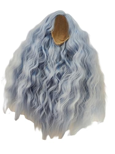 1/3 bjd Wig Head Circumference 8-9inch (22-24cm) Middle Instant roll high Temperature Fiber Hair Sky Blue