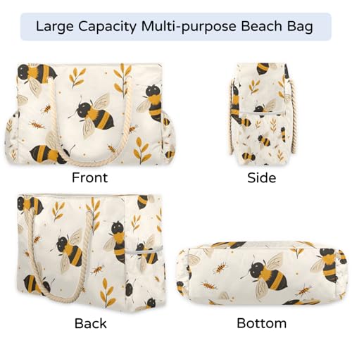 Beach Bags for Women Large Beach Tote Bag with Zipper Waterproof Sandproof Swim Pool Bag4