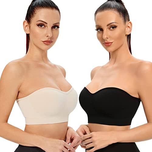 ANGOOL Damen Trägerloser BH Push Up ohne Bügel Bandeau Top Damen...