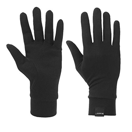 Browint Silk Glove Liners for Cold Weather Black Unisex Thermal Silk Gloves S