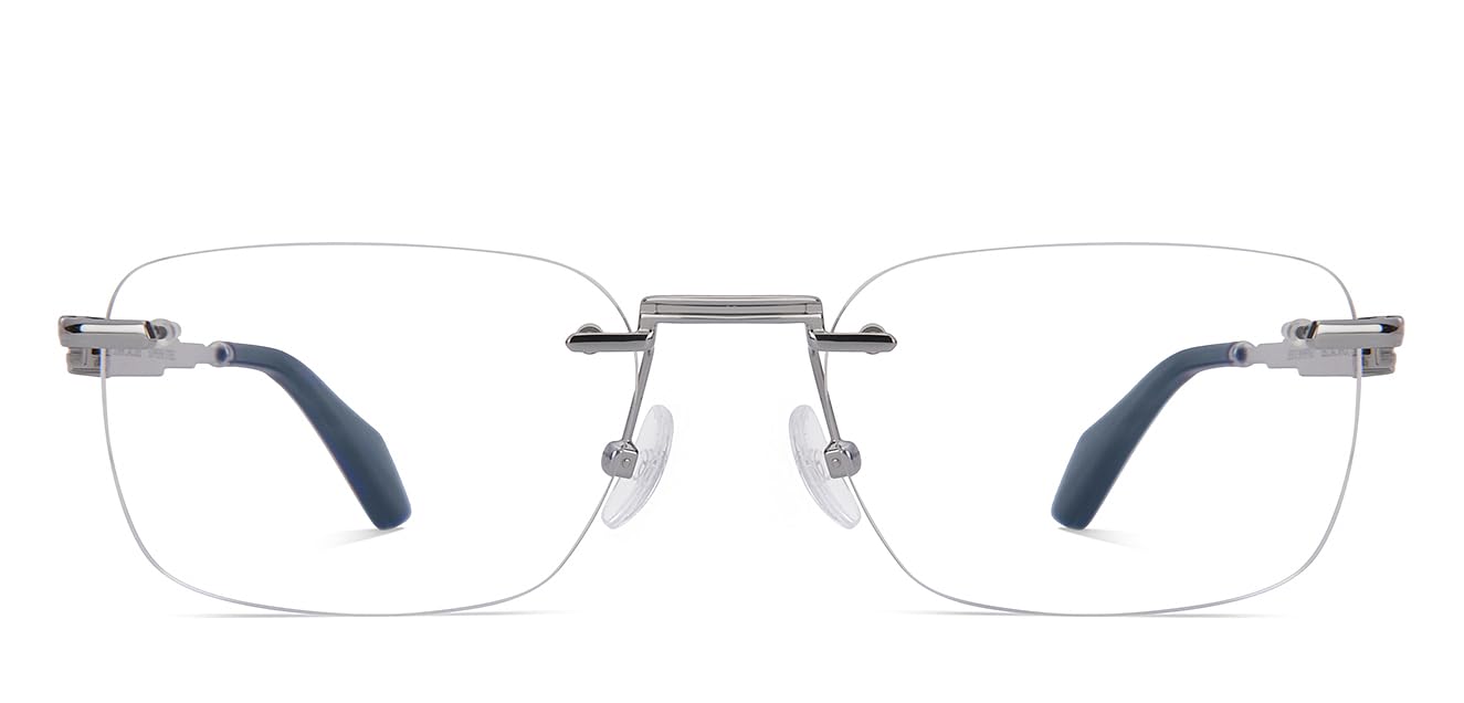 John Jacobs Blu Cut & Antiglare Zero Power Computer Eyeglasses | Urban Elegance | Rimless Rectangular Shape | For Men & Women | Wide | JJ E17071