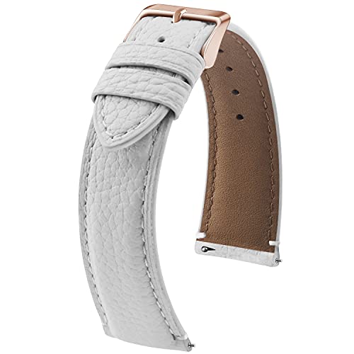 Image of Fullmosa 18mm Quick Release Watch Straps,Leather Replacement Watch Band for Fossil Tailor /Gen 4 Q Venture HR /Gen 3 Q Venture /Seiko Premier Kinetic - Ivory White