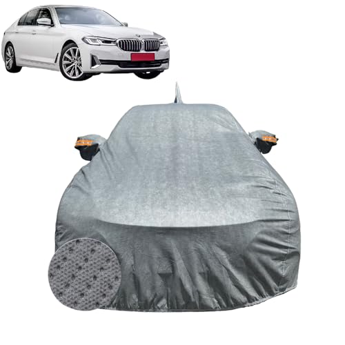 Image of Car Cover for BMW 5 Series (2017-2023) | 100% Waterproof Cover with Reflective Mirror Pockets | Dustproof, Scratchproof, Heatproof BMW 5 Series Car Cover |Soft Cotton Lining| Grey