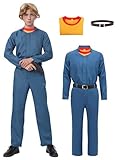 DAZCOS Curly Cosplay for Men Blue Jumpsuit Coveralls Horror Game Costume for Halloween (Medium)