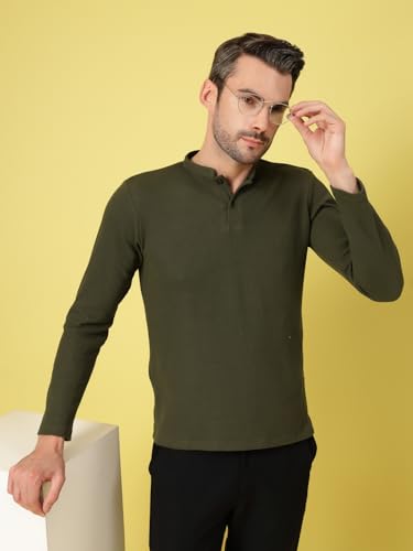 Image of Rigo Printed Casual T-Shirts for Men | Waffle Knit Solid T-Shirt for Men | Full Sleeves T-Shirts for Men