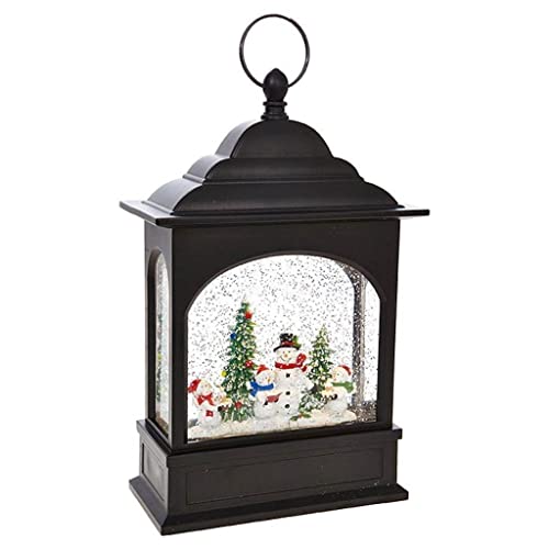 Farol de nieve iluminado de 28 cm con movimiento automático de purpurina 2