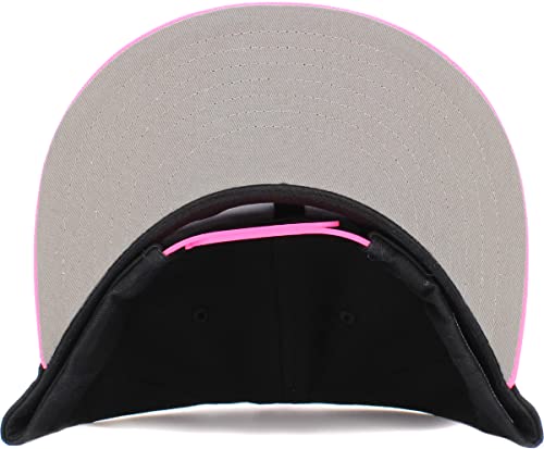 Image of KBETHOS Classic Snapback Hat Blank Cap Underbrim Cotton Wool Blend Flat Visor Adjustable Unisex