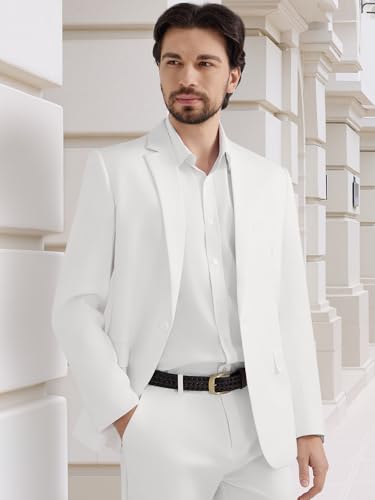 Image of MAGE MALE Men's One Button Suit Jacket Elegant Solid Color Blazers Slim Fit Lightweight Sport Coats Blazer