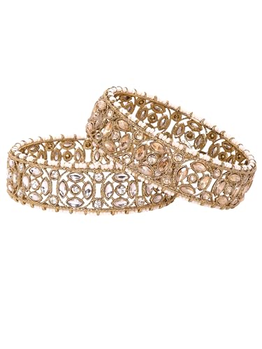 Rubans Set Of 2 22KT Gold-Plated Pearl Beaded CZ Studded Bangles For Women (B0D6KNL8T4) Amazon Price History, Amazon Price Tracker
