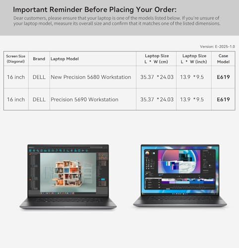 Image of Smatree Laptop Sleeve for 16 inch DELL 16 Plus Laptop-DB16250 /06250 /16255, for 16 inch DELL Pro Max 16 Premium MA16250, for 16 DC16250, for 16.3 inch 16 Premium DA16250, for XPS 16 9640 Case (E619)