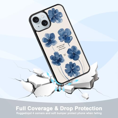 Odhtst Aesthetic Christian Blue Flowers Print Phone Case Compatible with iPhone 15 Case 6.1 Inch, TPU Shockproof Protection Cute Jesus Bible Verse Phone Case for Girls Women Cover by Odhtst - Used condition - Image 3