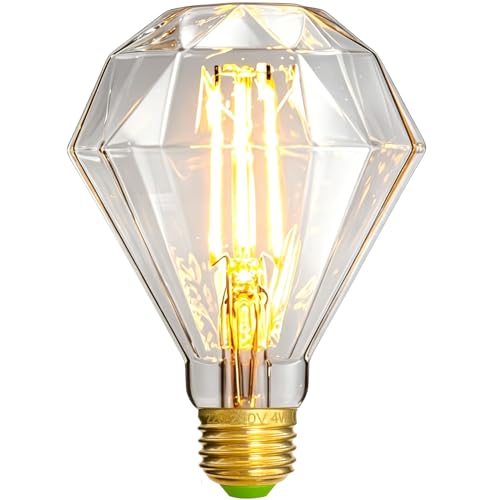 TIANFAN Led Ampoules Vintage 4W Diamant Edison G95 220/240V E27 Spécialité Ampoule Décorative (Transparent)