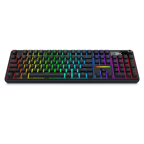 Image of Redragon K762 Wireless Gasket Gaming Keyboard w /Hype Screen & Knob, 104 Keys Mechanical Keyboard, Easy-Control 1.14'' TFT Info Display, 5-Layer Noise Dampening, Round PBT Keycaps, Custom Linear Switch
