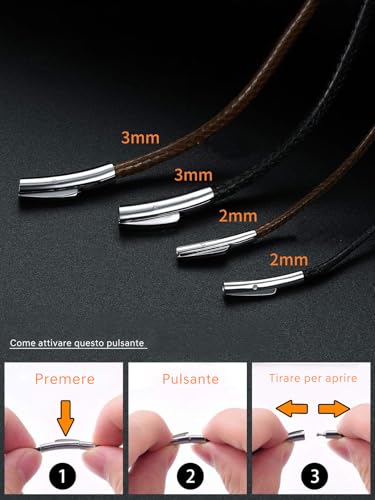 HSWYFCJY Lederkette Herren 3mm Kunstleder Halskette Braun Verfügbar Damen Leder kette mit Verschluss Kautschuk Kette 46cm für DIY Anhänger Schmuck