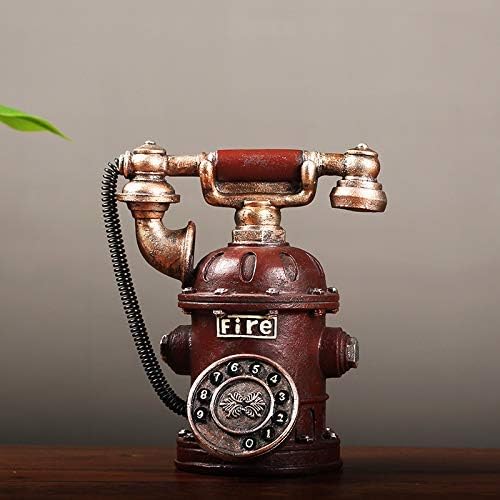 Vintage Telephone Statue Piggy Bank,Decorative Retro Phone Model Antique Sculpture Unique Gift for Home Decor Desktop Cafe Bar Red 17x20cm(7x8inch) Gift