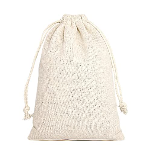 Faderr 50pcs Linen Bag with Drawstring, Burlap Bags with Drawstring, Home and Vegetable Storage, Canvas Tote, DIY Crafts for Wedding, Party, Birthday(flaxen,size:15x20cm)