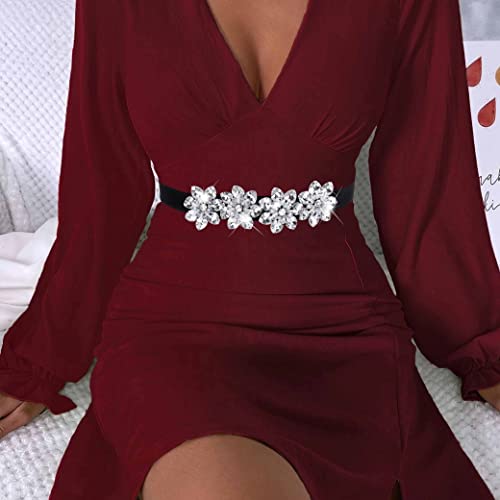 Women's Black Stretchy Crystal Waist Belt, Elastic for Dresses3