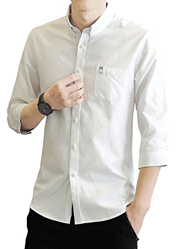 最安値 スリム 襟高 カジュアル 七分袖 メンズ ワイシャツ 無地 春 夏 秋 ドレスシャツ オックスフォード 形態安定 Yシャツ 結婚式 ビジネス お兄系 通勤 カジュアルシャツ おしゃれ 大きいサイズ Xl 3 ホワイトの価格比較