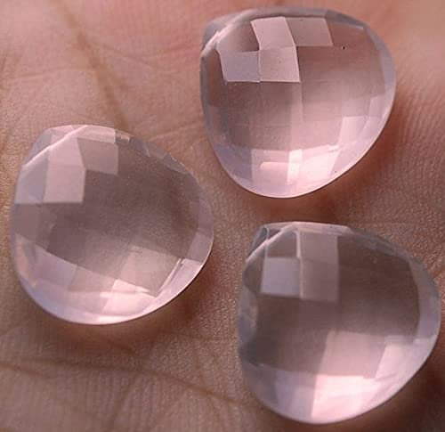 Quartz rose cœur facetté 16mm briolette, douceur et tendresse en bijoux