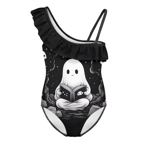 Image of Xpyiqun Swimsuits for Girls 3-14 1-Shoulder Ruffle Bathing Suit One Piece Adjustable Halter Swimming Wear