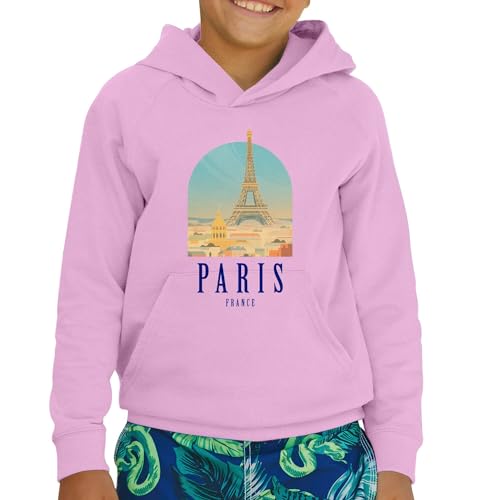 Sweat à capuche enfant Paris premium avec illustration Tour Eiffel