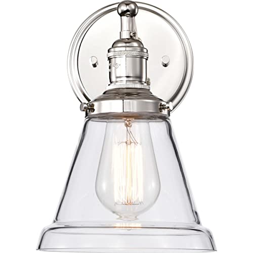 Image of Nuvo Lighting 60 /5412 Vintage Incandescent One Light Wall Sconce Clear Glass with Step Polished Nickel