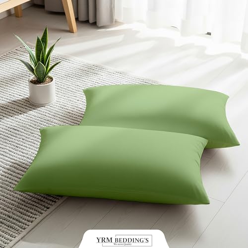 Image of YRM Bedding's - Egyptian Cotton 600TC Pillow Cover | Premium Pillowcases | Luxury Bedding-Export Collection | High Thread Count Durable & Breathable Covers - Sage Green | [18''x32''] Inches