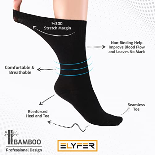 Soft Rayon Diabetic Crew Socks for Women, Loose Fit, Non-Binding, Seamless Toe Dress Socks 4-8-12-24 Pairs3