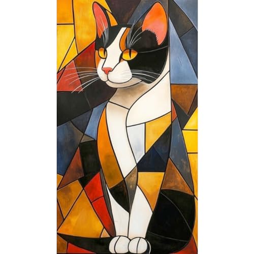 Point de croix chat vitrail 11CT HTU : broder sans fatigue grâce à la toile estampée 40x70