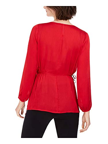 Ny Collection Women's Tie-Side Peplum Blouse Mediun Red Size Petite #TOP1