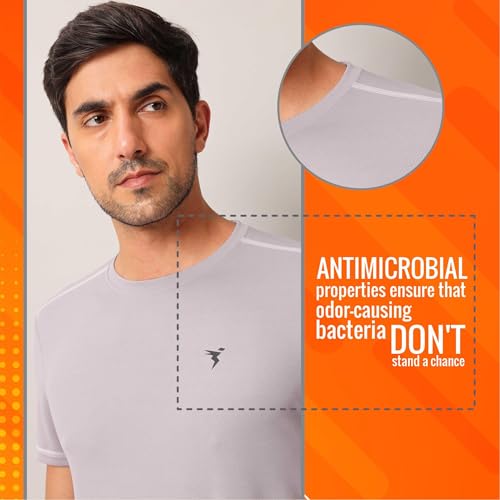 Image of TECHNOSPORT Men's Slim Fit Polyester Activewear Sports T-Shirt with Moisture-Wicking Comfort for Workout, Running & Gym