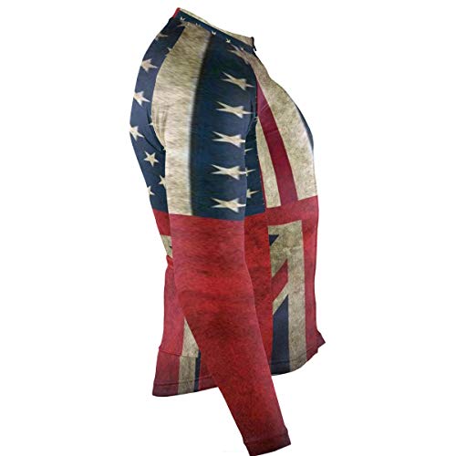 SLHFPX American Flag British Mens Cycling Jersey Top Long Sleeve Outdoor Biking Skinsuits Outfit